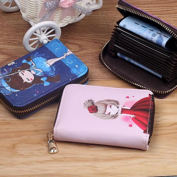 

wallets organ multi card position korean version zipper cartoon cute bag female bank certificate set, Red;black