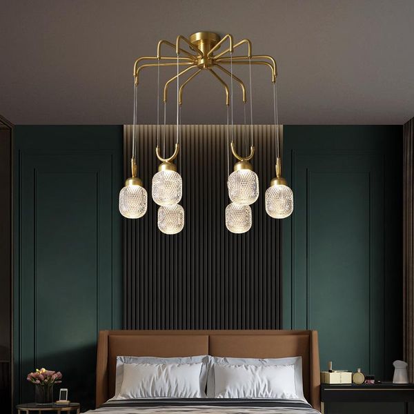 

pendant lamps light luxury living room chandelier 2021 atmospheric home restaurant lamp el villa nordic copper crystal