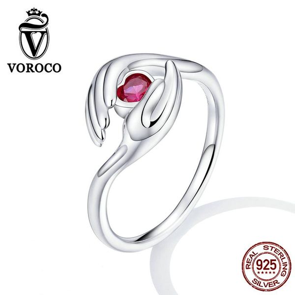 

cluster rings voroco bnr119 guardian love ring pink heart real 925 sterling silver pendant women jewelry female wedding engagement statement, Golden;silver