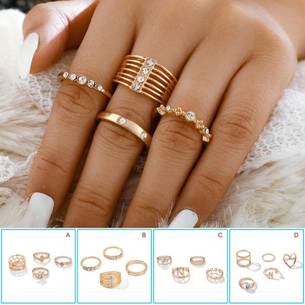 

cluster rings 1 set ring finger hoop gift decoration fashion jewelry for women lady wedding party bmf88, Golden;silver