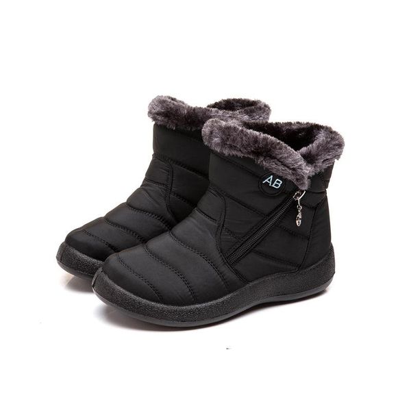 

boots winter women's thickening plush shoes waterproof cloth, Black