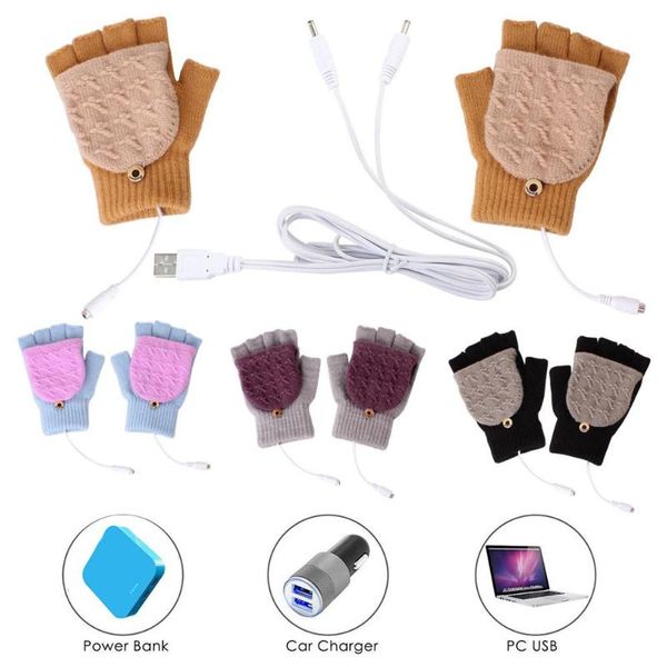 

ski gloves durable 5v 4 color battery powered motocross usb heated knitted heating winter warmer sports