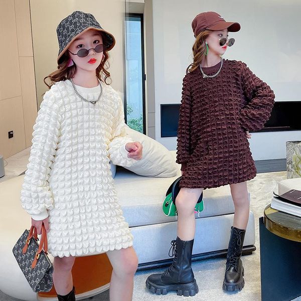 

girl's dresses evening for girls autumn long sleeve fashion teens school dress beige brown children 10 12 kids clothes, Red;yellow