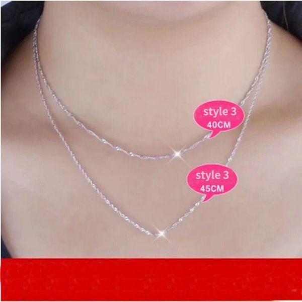 

chains s925 silver chain necklace for women men simple fashion clavicle without pendant platinum necklaces choker wholesale