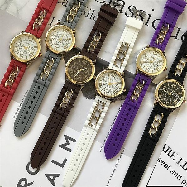 

wristwatches silicone strap jelly gel wrist watch analog quartz luxury rubber sport valentine gift for ladies child, Slivery;brown