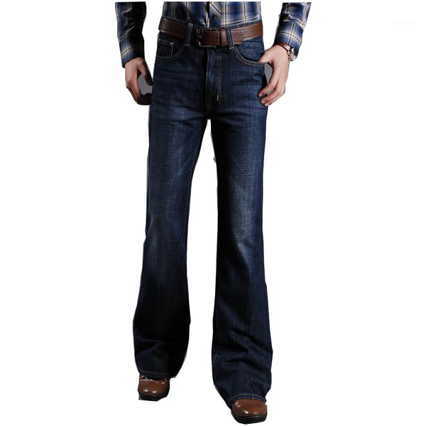 

flared jeans men loose boot leg classic fashion high waist 2021 men's, Blue