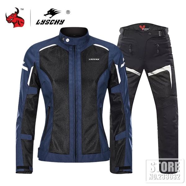 

motorcycle apparel lyschy women jacket summer breathable mesh moto protective gear suit motorbike clothing set black
