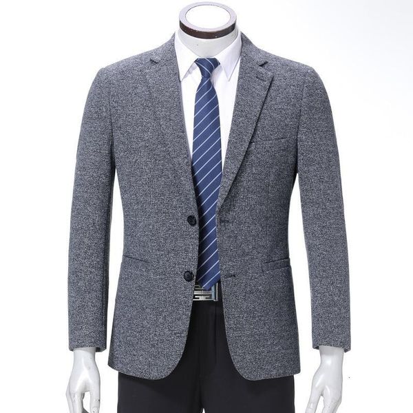 

men's tracksuits iddle-aged suit male fall and winter season thin type of leisure west man pure color coat single dad rq5n, Gray