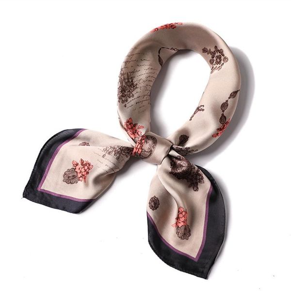 

scarves 2021 brand women silk scarf square neck hijabs small size official lady foulard bandana shawls 70*70cm, Blue;gray