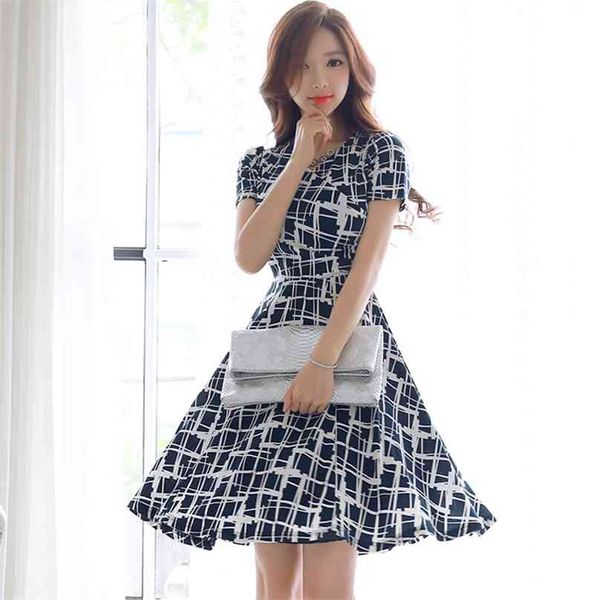 

summer a line dress korean ladies short sleeve crew neck nightclub party dresses for women 210602, Black;gray