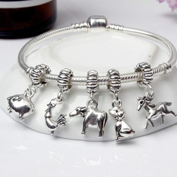 

charms 925 sterling silver constellation zodiac animal pendant diy fine dangle bead fit original charm bracelets necklaces, Bronze;silver