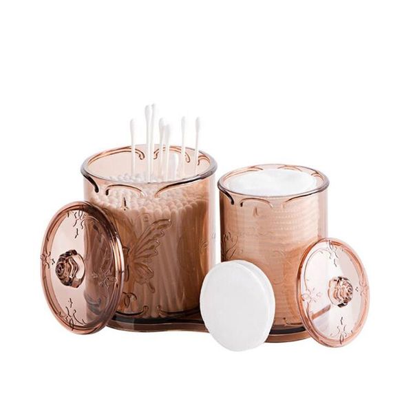 

european style retro transparent makeup storage box cotton swab jewelry organizers deskcosmetic brush organize boxes & bins