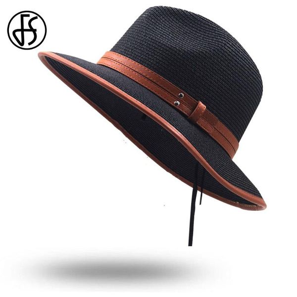 

british style summer hats for women 2021 beach fashion sun shade wide brim straw hat with leather belt panama visor cap, Blue;gray