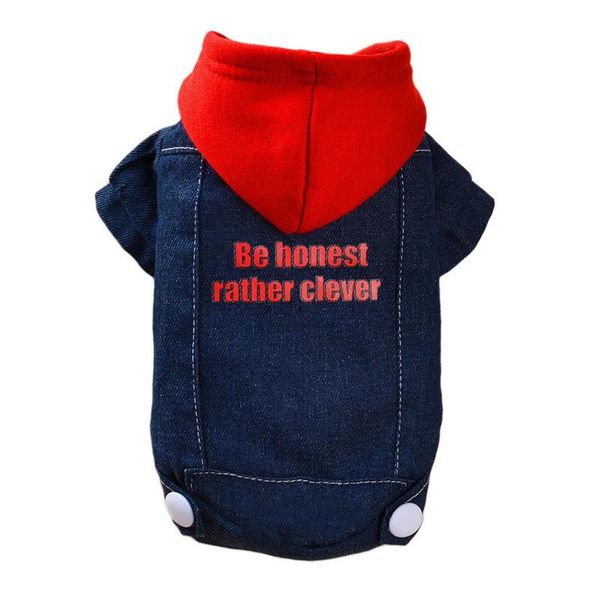 

dog apparel 2 legged thickening jacket puppy hooded pet coats warm cotton padded dogs denim clothes