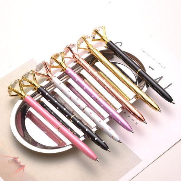 

1pcs school kawaii fountain pen big diamond metal ballpen large stationery magical fashion office supplies pens