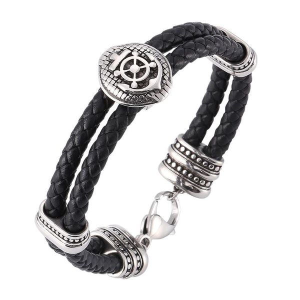

charm bracelets stainless steel braided leather bracelet, retro titanium cord bracelet accessories, Golden;silver