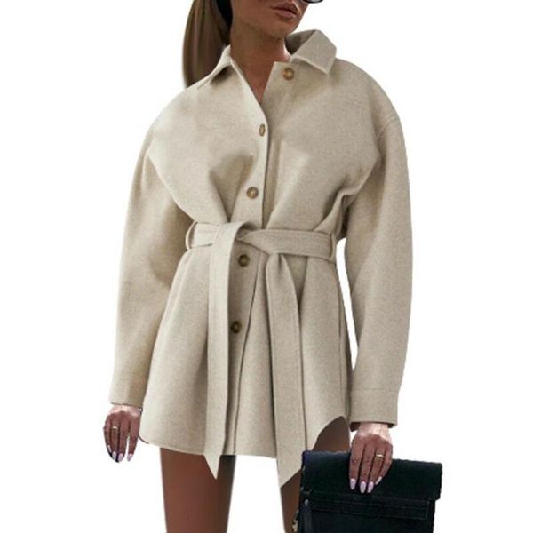 

women's jackets womens fashion 2021 elegant autumn button bandage long sleeve coat winter warmer casual outwear plus size, Black;brown