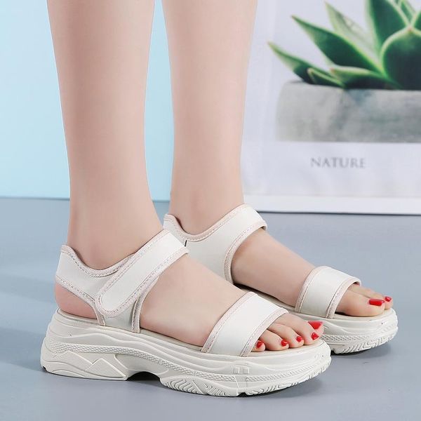 

classic gladiator women sports sandals ladies hook&loop solid shoes woman casual plataformas sandalias mujer 2021, Black