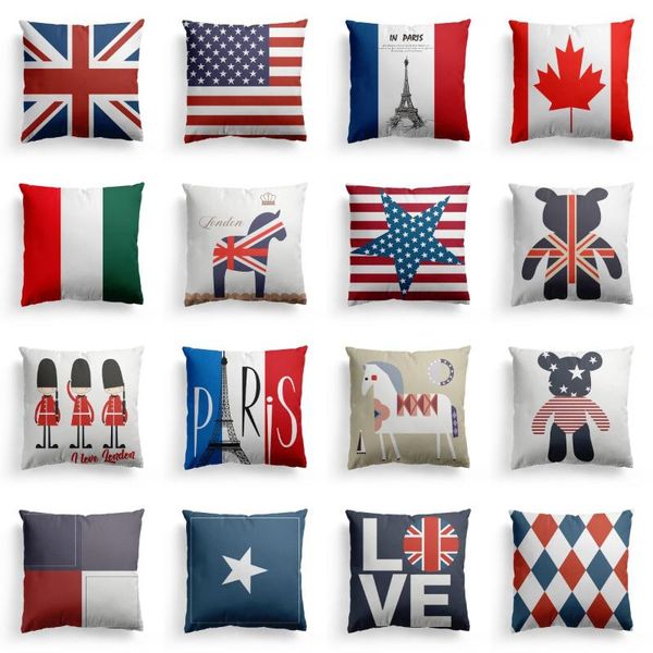 

cushion/decorative pillow euro american style national flags cartoon print cushion covers modern decorative throw pillows cases for couch li