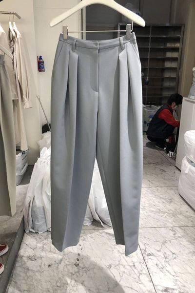 

women's pants & capris suit straight loose spring 2021 korean version of the high-waisted thin and small pleated casual, Black;white