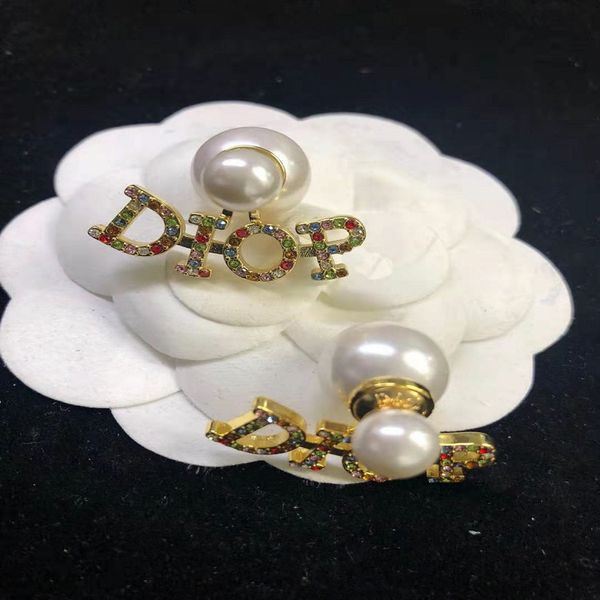 

aaa designer jewelry new s925 silver needle letter color pearl earrings fashion earrings md2k