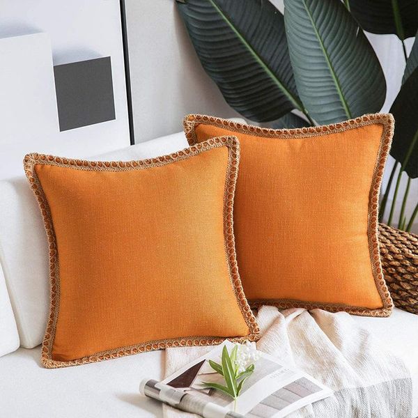 

cushion/decorative pillow 1 piece linen trim cushion cover pattern throw pillowcase for sofa home decorative decoration 45cm*45cm