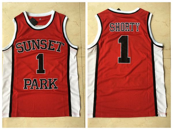 

mens sunset park basketball jerseys #1 fredro starr shorty high school movie stitched jersey red shirts s, Black