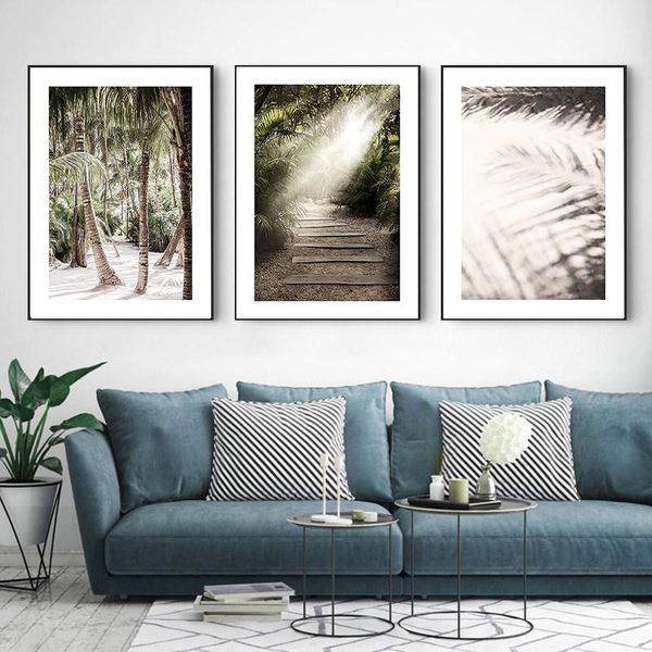 

palm tree wall art nature landscape sunrise beach sand canvas painting nordic posters and prints modern picture home decor paintings