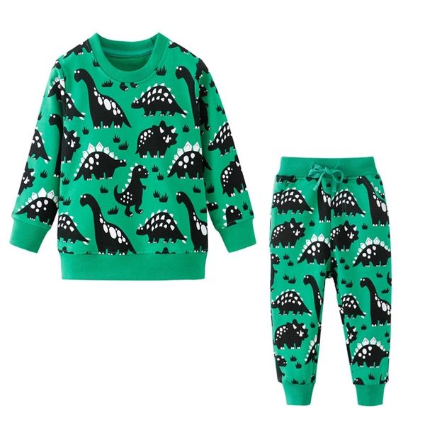 Springen Meter Langarm Dinosaurier Baby Kleidung Sets für Jungen Mädchen Herbst Winter Outwear Outfits Baumwolle Mode Anzüge 211224