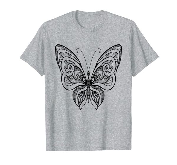 

butterfly colouring book style t-shirt, White;black