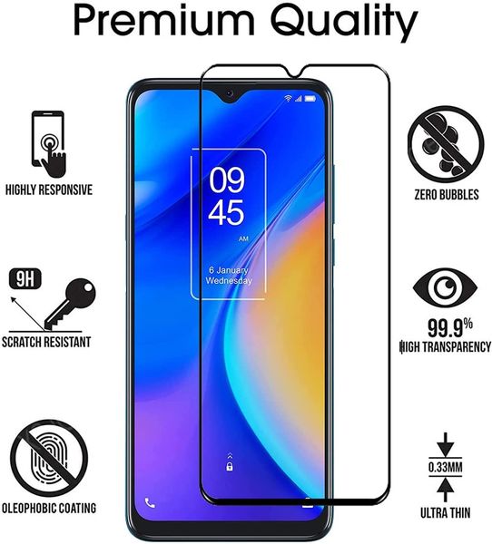 Proteggi schermo a copertura totale per TCL 30XE V 5G 4X 20XE A3 A3X Nokia X100 ATT Motivate 2 Kyocera DuraForce Sport 5G Custodia anti impronta amichevole Senza bolle