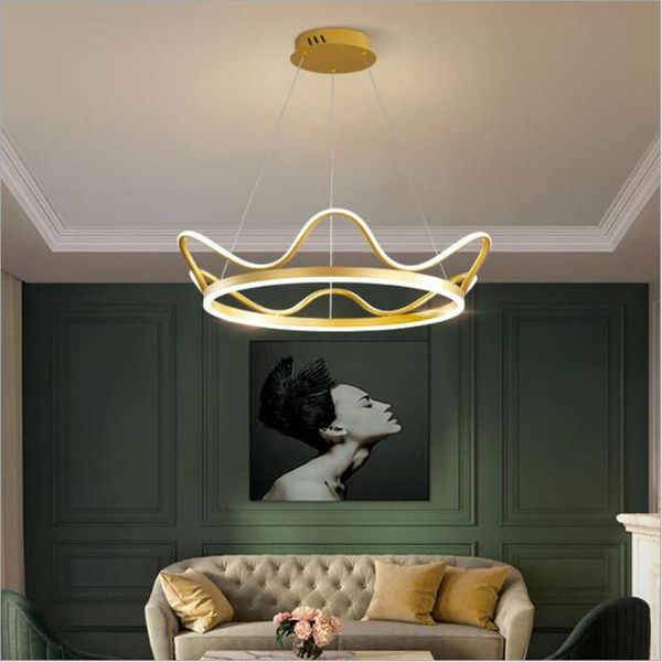 

chandeliers modern nordic led laser welding warm children's room dining living hanging liner special style crown lamps