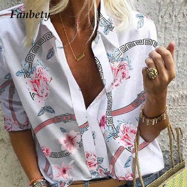 

spring women leisure blouse women chain print work office blouse shirt lady stylish long sleeve blouses femmes 5xl t191214, White