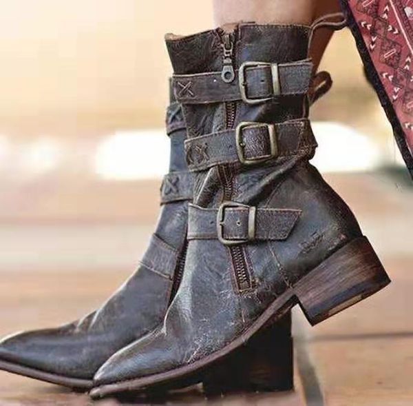 

boots style round with square heel belt buckle locomotive 40-43, Black