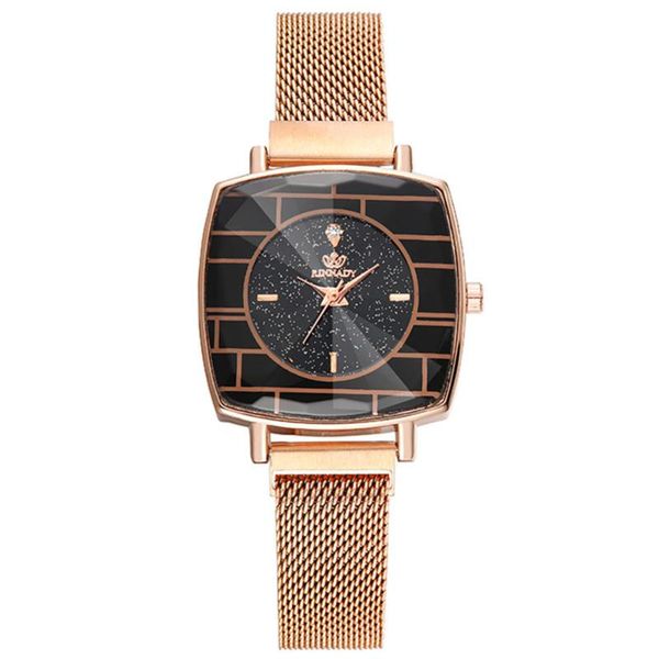

wristwatches 2021 fashion women watches square design diamond dial starry sky quartz wrist watch luxury casual stainless steel /c, Slivery;brown