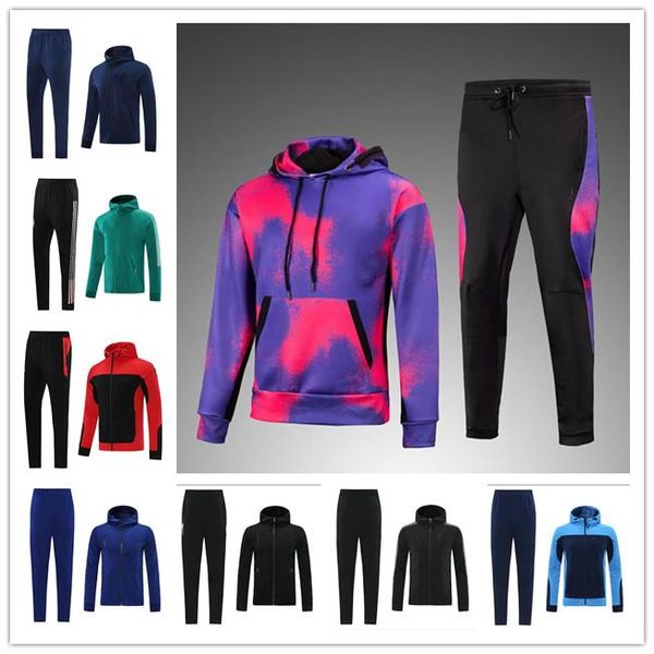 

men's tracksuits 2021 2022 soccer sweater hoodie hooded jacket coat wears training tracksuit sets survetement chandal jogging kits, Gray