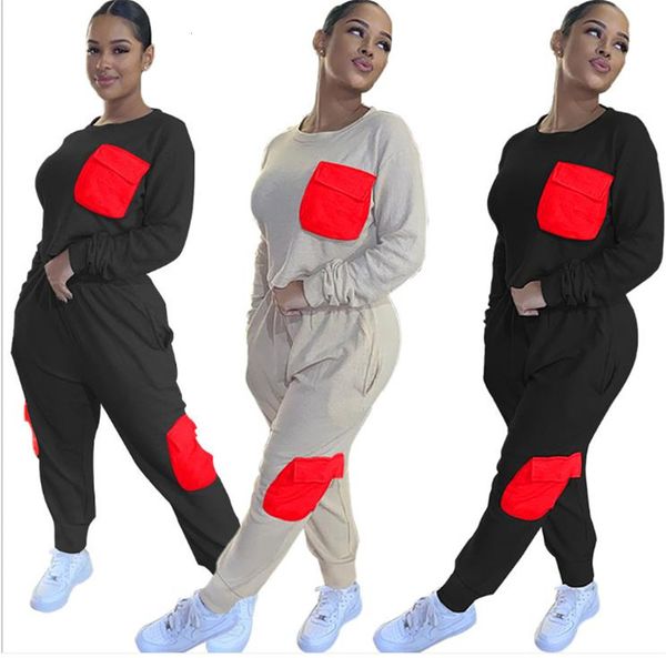 

capris streetwear suits contrast shredded color pocket 2 p women's clothing comfortable ladies sports style clothes, Black;white