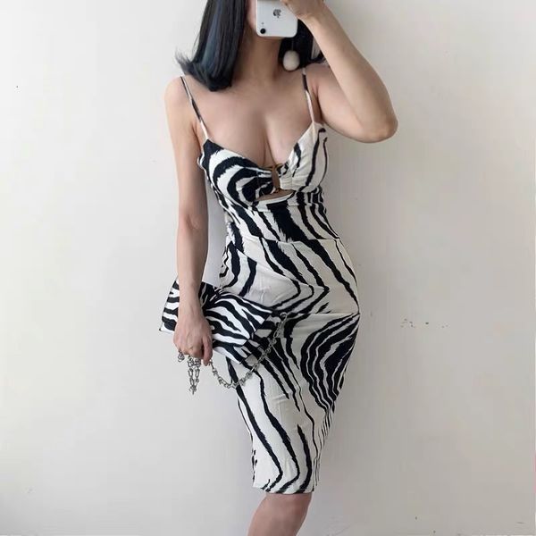 

women's tanks & camis sleeveless zebra women midi kenee length dress strap bodycon streetwear party summer clothes out, White