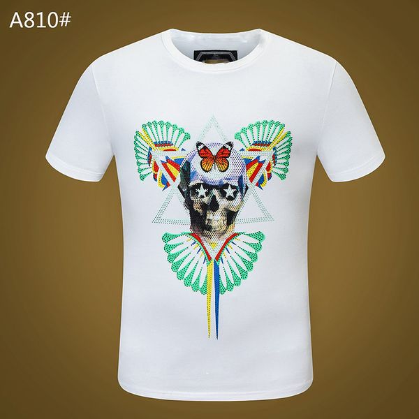 

summer men's t-shirt basic solid crystal print letter casual punk tees black white women shirts clothing short sleeve, White;black