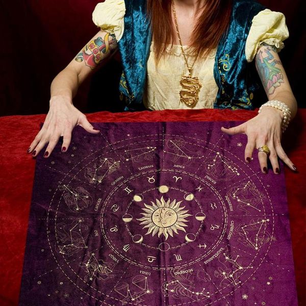 

mats & pads 60cm velvet tapestry tablecloth 12 constellations tarot card cloth kitchen decoration home board game party creative