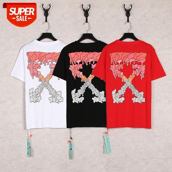 

spring and summer off gradient melting arrow round neck pullover short sleeve men women the same batch #c430, White;black