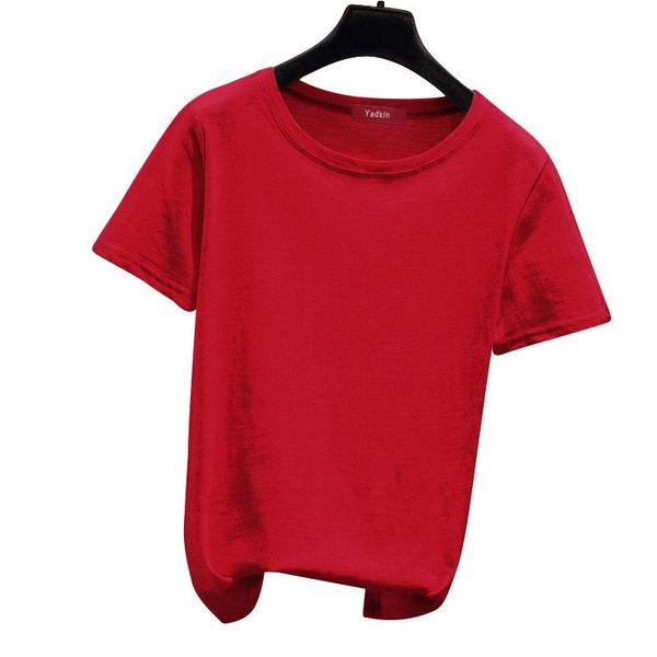 

european and american high-quality cotton casual women's short-sleeved breathable t-shirt, White