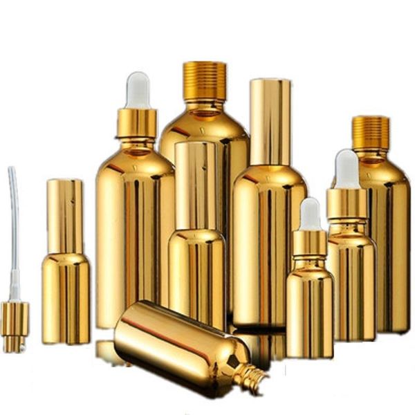

storage bottles & jars 15pcs gold glass essential oil vial cosmetic serum packaging lotion pump dropper 5/20/30ml