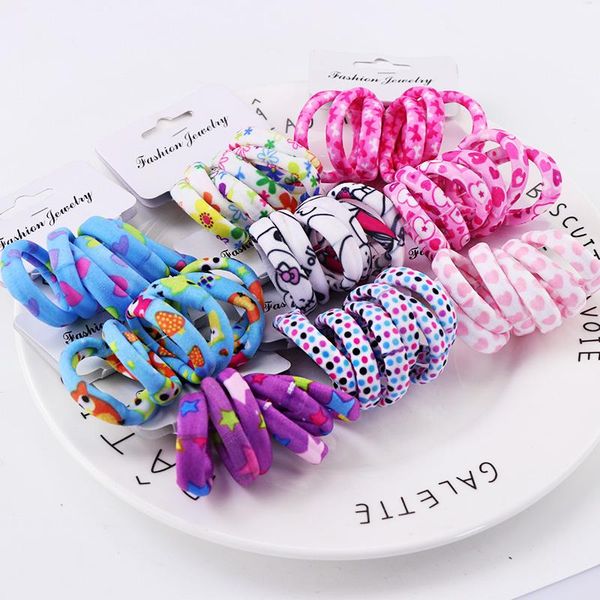 

hair accessories 2021 high elastic head ties girls cute color band pink print dot bands kids ponytail holder scrunchie, Slivery;white