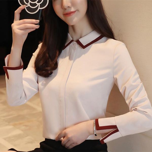

summer style chiffon blouse women shirts long sleeve turn down collar white ladies shirt blusas femininas women's blouses &