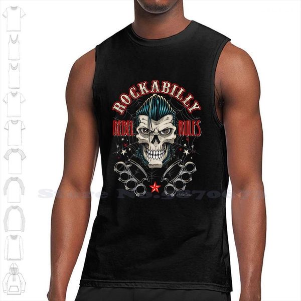 

skull rebel rules black white sleeveless tank men women, White;black