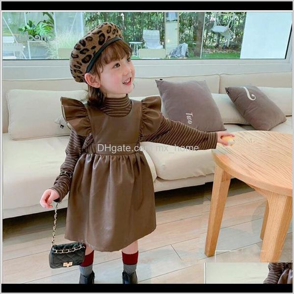 

baby kids maternity drop delivery 2021 dresses 18 years spring girls childrens clothing baby winter sleeveless pu leather toddler girl suspe, Red;yellow