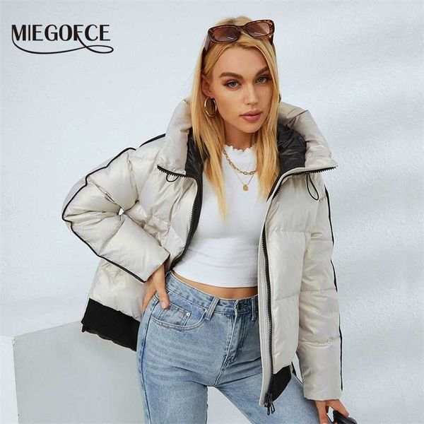 

miegofce autumn winter women sports jacket very comfortable to move female short parka casual ladies cotton outwear d21299 211120, Black