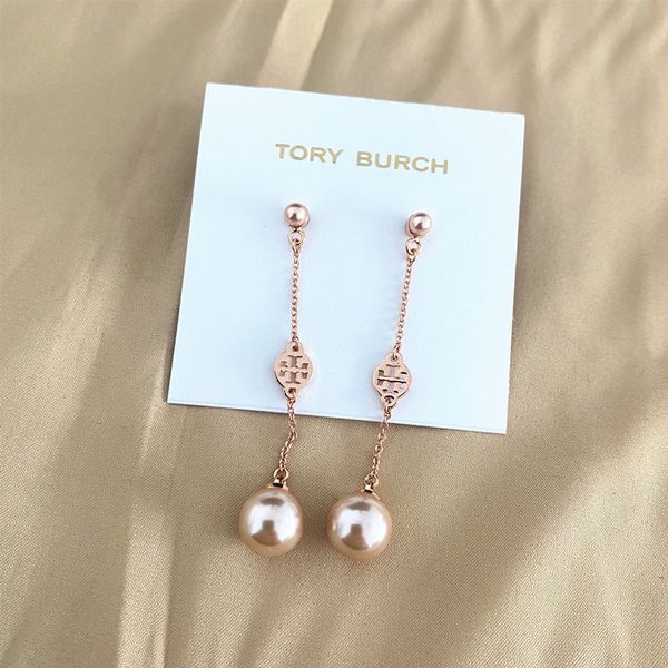 

70% off luxury jewelry jewelry long chain design pearl earrings round double letter earrings, Golden;silver