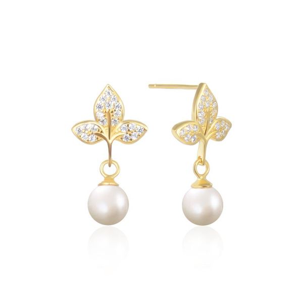 

other lovely s925 sterling silver leaf pearl earrings perfect anniversary day gift women wedding engagement chdbr003209, Golden;silver